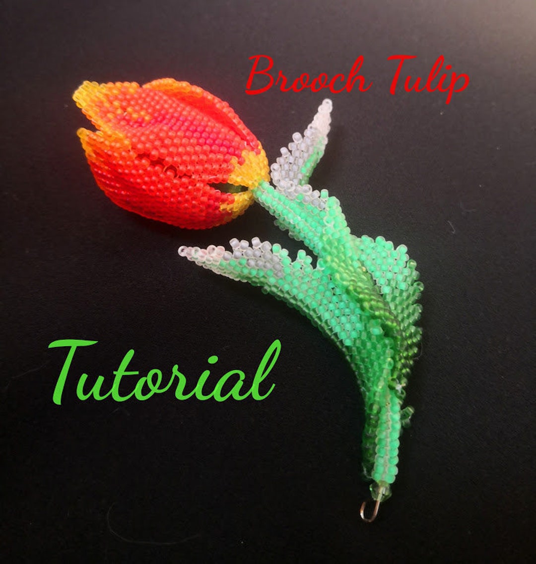 Broche Tulipe Artisanale En Cuir Naturel Rouge – Fait Main – Neuf Avec étiquettes
