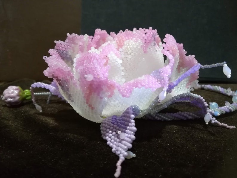 Beaded Rose Tutorial, DIY 3D Flower Pattern (PDF Download), English instruction. image 6