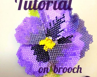 DIY chunky Brooch Violet flower, flower's brooch 3d, brooch pattern, birth flower, beaded brooch,3d beaded forget-me-not, fashion jewelry