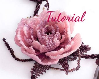 PDF Tutorial beading rose. Master class, patterns, photografias, the instruction en English. Colored computer schemes, free consultation.