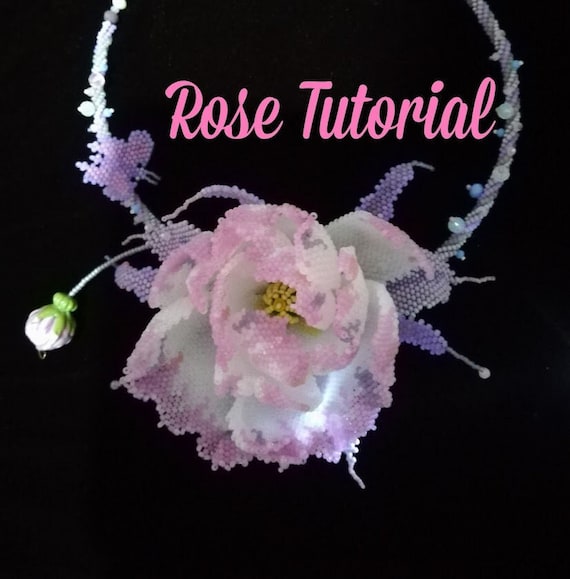 Beaded Rose Tutorial, DIY 3D Flower Pattern (PDF Download), English instruction.
