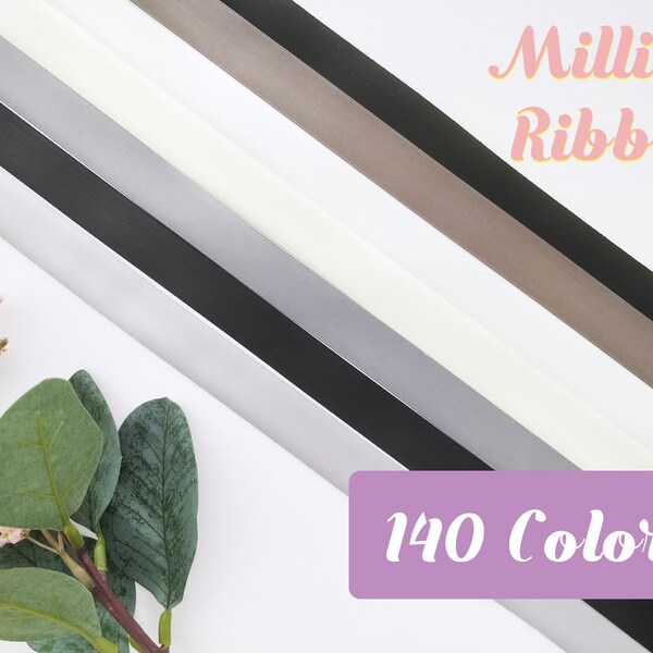 Nuances noir et blanc Rouleau complet de ruban de satin de 100 verges 6 mm (1/4") 9 mm (3/8") 13 mm (1/2") 16 mm (5/8") 19 mm (3/4") 25 mm (1") 38mm (1-1/2")