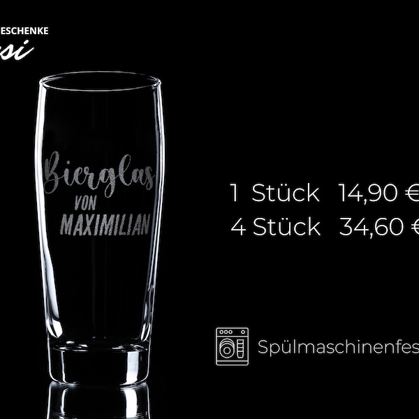 Bierglas personalisiert durch Gravur | Spülmaschinenfest | Ideal für Papa, Onkel & Freunde