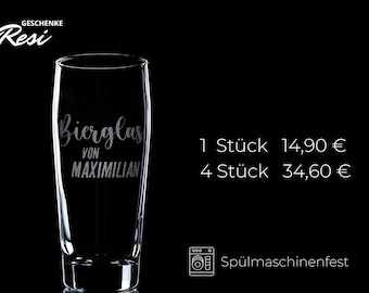 Bierglas personalisiert durch Gravur | Spülmaschinenfest | Ideal für Papa, Onkel & Freunde