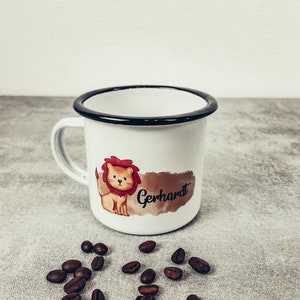 Personalized enamel cup with animals & wish print for children girls, boys or whole family image 2