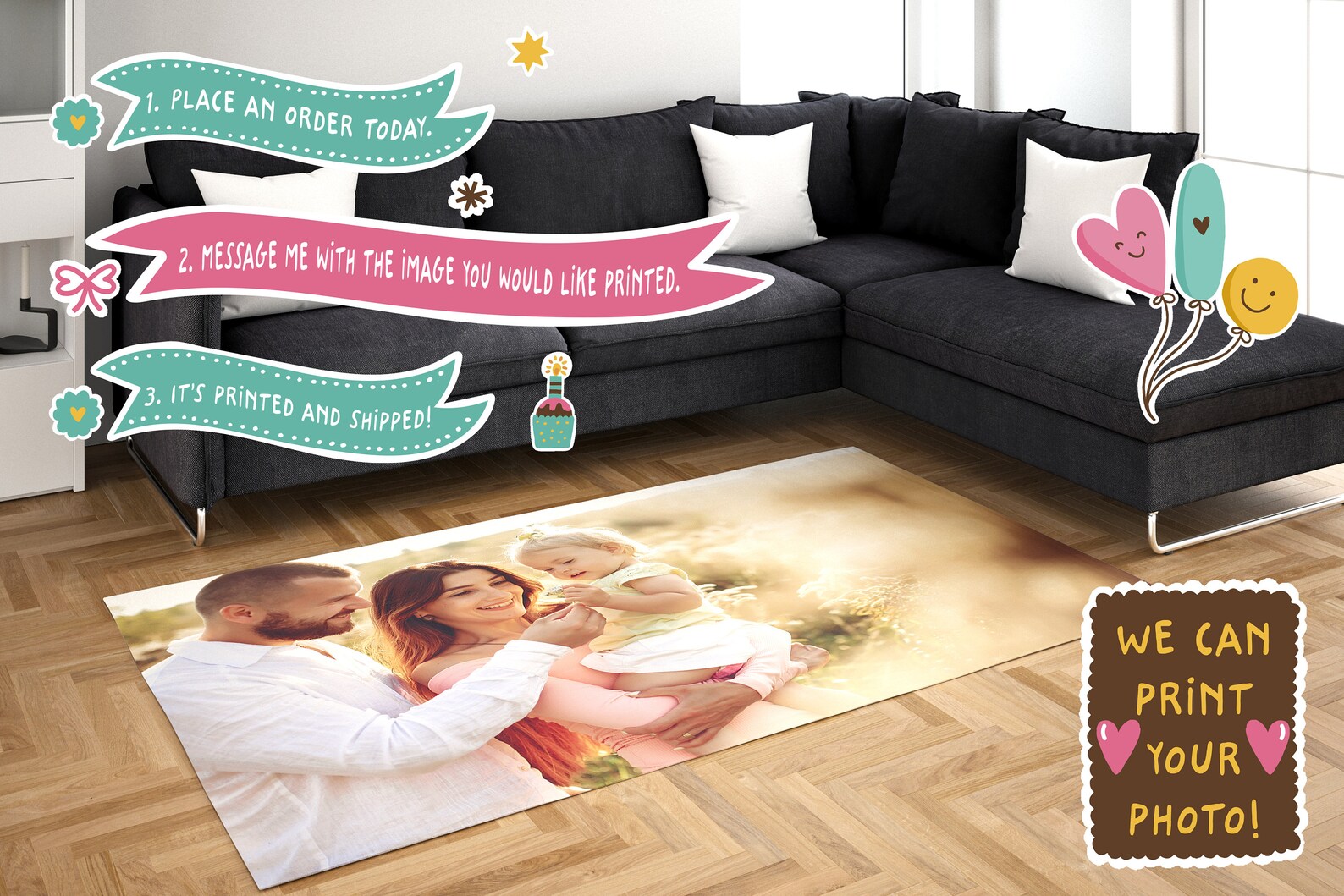 Personalized Rug Custom Image Rugs Custom Photo Print Etsy