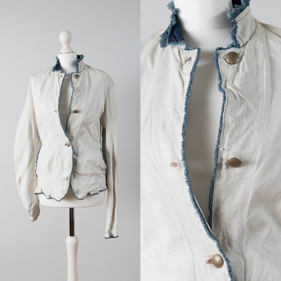 White Vintage Leather Jacket