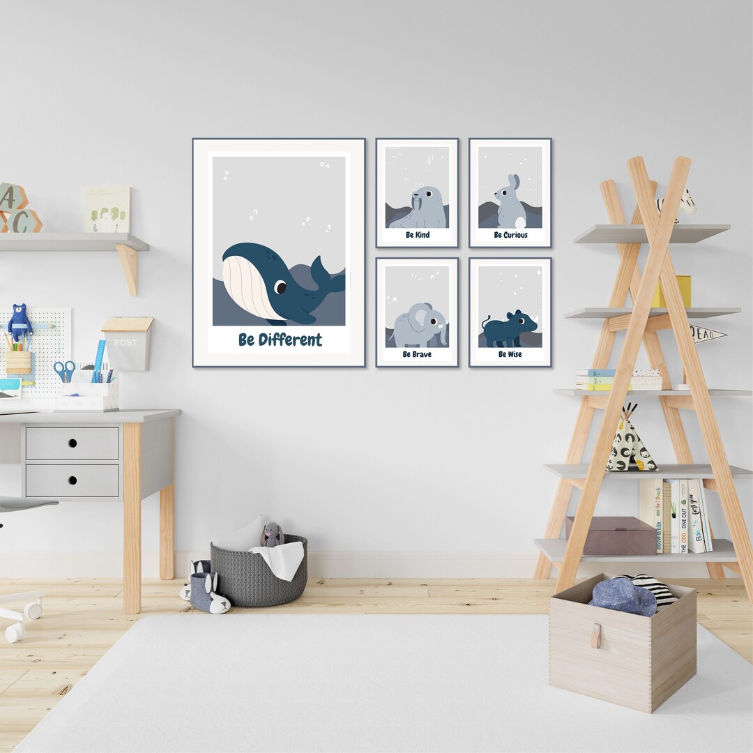 Digital Download, Printable Set of 5 Animal Nursery Wall Art Prints ...