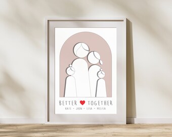 Personalized family portrait, family silhouette art, custom family portrait, family gift for mom, family gift for dad