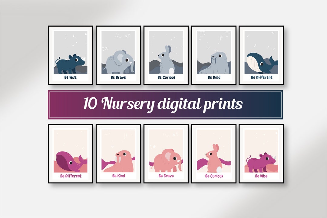 Printable Set of 10 Animal Nursery Wall Art Prints, Animal Nursery Wall ...