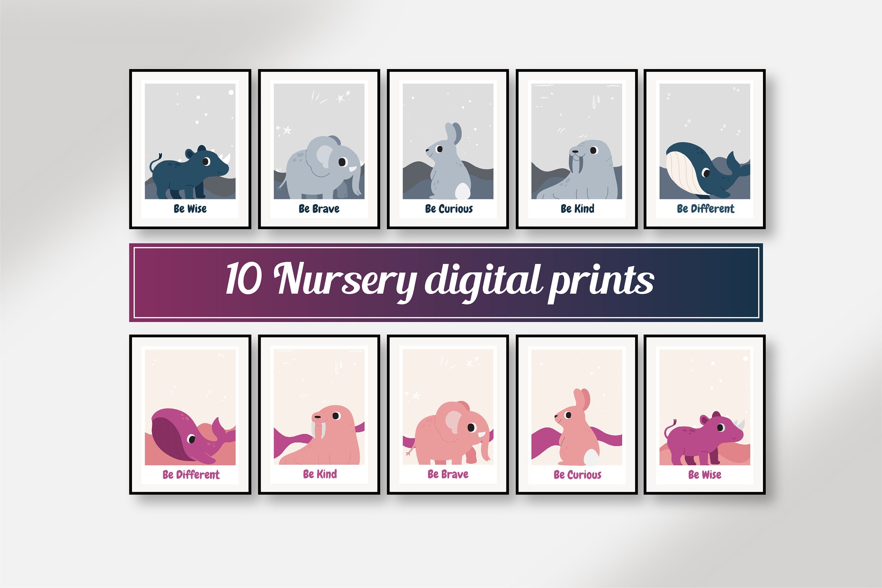 Printable Set of 10 Animal Nursery Wall Art Prints Animal - Etsy