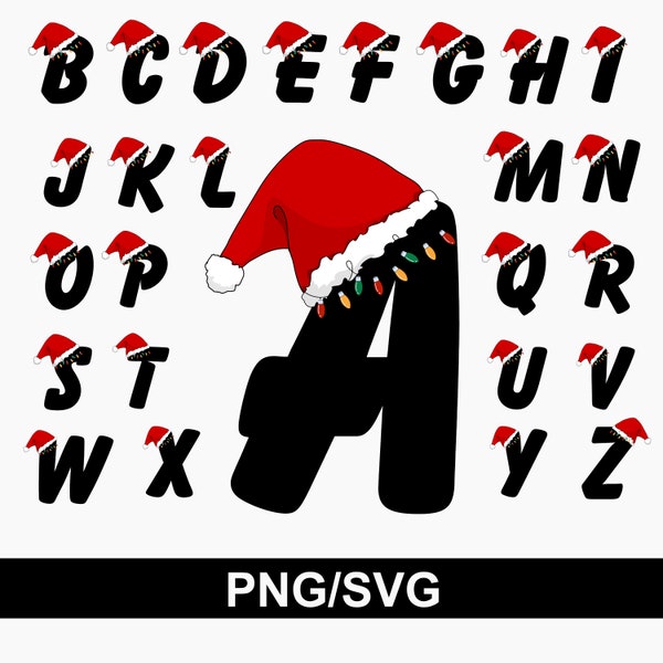 Christmas Alphabet SVG Bundle, svg for Cricut, A-Z Letters Monogram svg, Silhouette Cameo, Personalize Christmas Gifts Idea png Sublimation