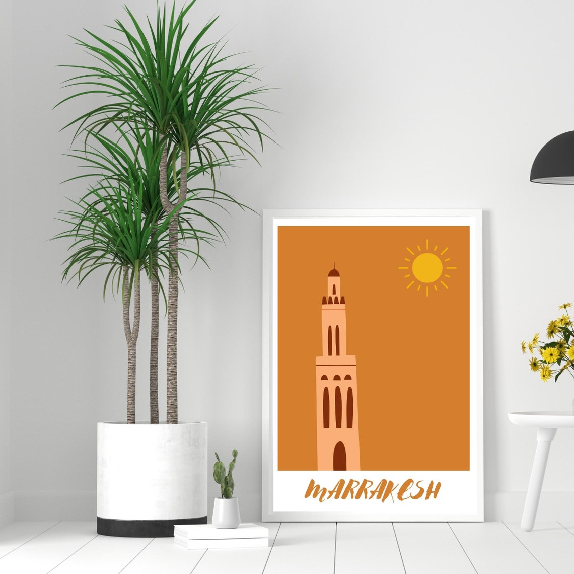Minimalist Morocco Wall Art Decor, Marrakesh Cityscape, Digital World ...