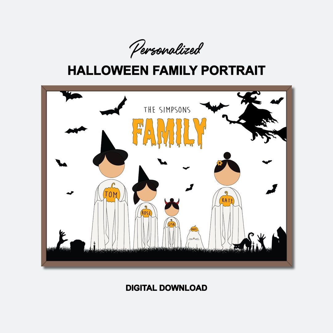 Custom Halloween Ghost Family Portrait Printable | Personalized High ...