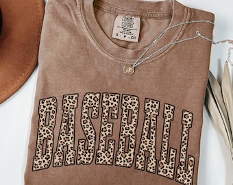Comfort Colors®, Leopard Baseball Shirt, Baseball Shirt, Baseball Tee, Game Day Shirt, Baseball Mom Shirt, Baseball  Party Tee, Sport Shirt