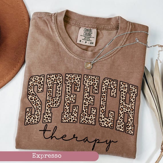 Comfort Colors® Leopard Speech Therapist Shirt, Speech Therapy Shirt, SLP TShirt, Language Pathologist, SLPA Crew T-Shirt, Speech Therapist
