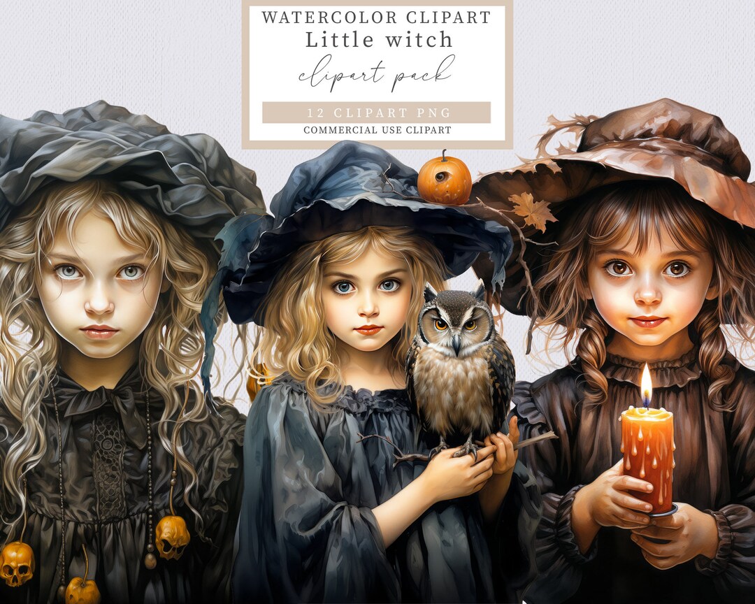 Little Witch Clipart Halloween Clipart Witch Clipart Girl - Etsy