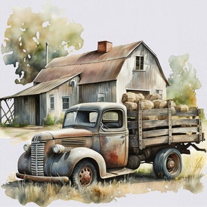 Vintage Farm Truck Clipart, Farm Truck Clipart, Truck Clipart, Vintage ...
