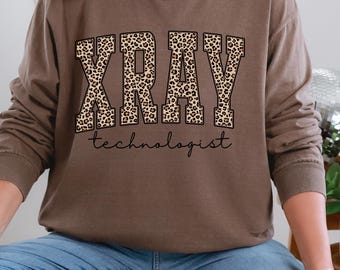 Comfort Colors® Leopard Xray Tech Long Sleeve Shirt,  X-Ray Technologist Shirt, Radiology Grad Gift,  Xray Tech Shirt,