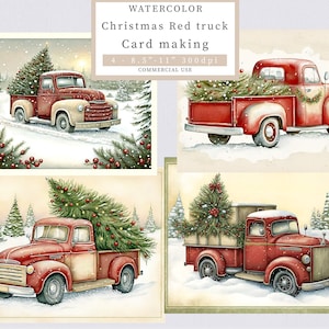 Red truck, JPG, Card making, Christmas, Winter, Holiday, Junk journal, Printables