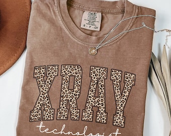 Comfort Colors® Leopard Xray Tech Shirt,  X-Ray Technologist Shirt, Radiology Grad Gift, Medical Imaging Tech Week Gift, Xray Tech Shirt,