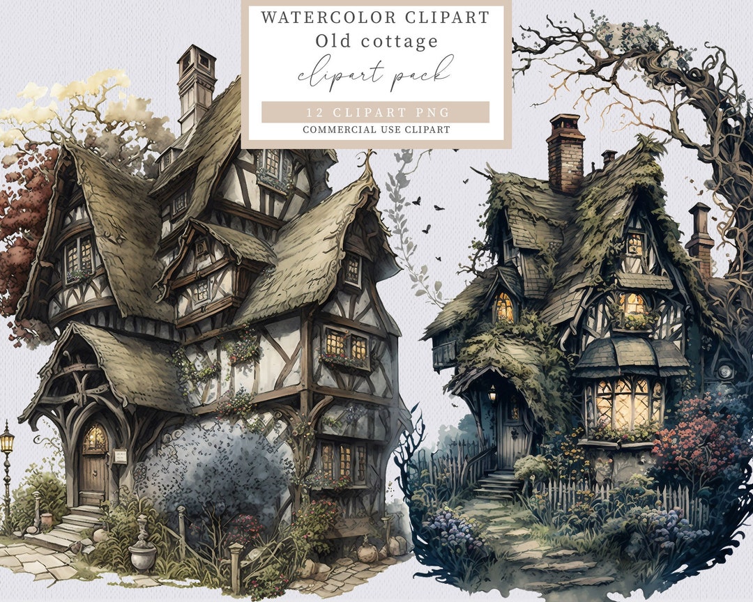 Old Cottage Clip Art Cottage Clip Art Country Cottage Clip Etsy