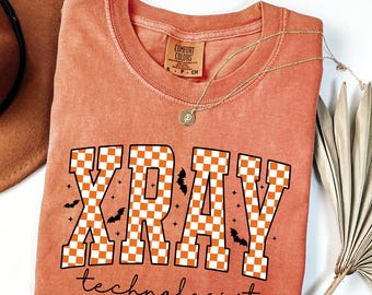 Comfort Colors®, Checkered Xray Tech Shirt, Halloween X-Ray Technologist Shirt, Radiology Grad Gift,  Xray Tech Shirt, Halloween Shirt