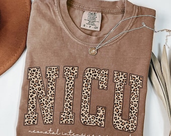 Comfort Colors®, Leopard NICU Nurse Shirt, ICU Nurse Shirt, Gift for NICU Rn Grad, Neonatal Intensive Care Unit Nurse Shirt