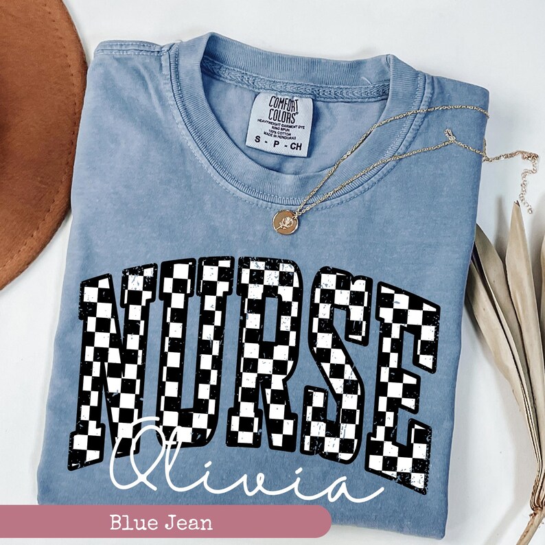 Comfort Colors® Checkered Nurse Shirt, Retro Nurse Shirt, Gift for Nurse, RN Shirt, Registered Nurse Shirt, New Nurse Graduation Gift image 5