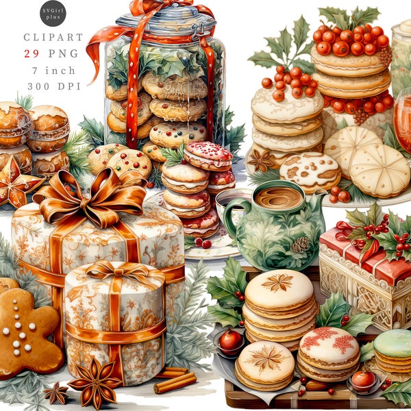 Victoriaanse cookie-illustraties, kerstillustraties, kerstkoekjesillustraties, Victoria-illustraties