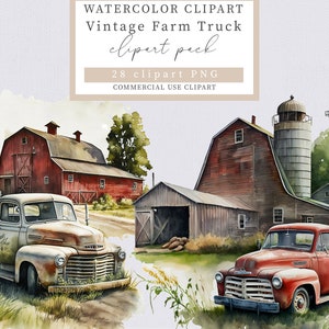 Vintage farm truck clipart, Farm truck clipart, Truck clipart, Vintage truck clipart, Barn clipart