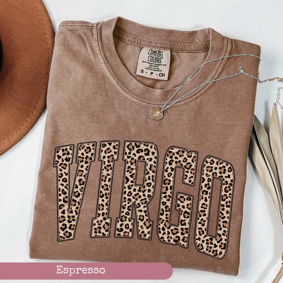 Comfort Colors® Leopard Virgo Shirt, Virgo Tee, Gift For Virgo, Zodiac Shirt, Horoscope Shirt, Birthday Shirt, Birthday Gift,