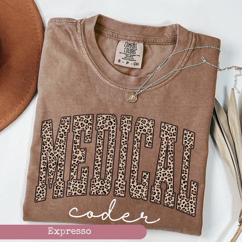 Comfort Colors®, Leopard Medical Coder Shirt, Medical Scribe Shirt, Medical Assistant Shirt, Medical Student Gift, Medical Worker Gift, image 2