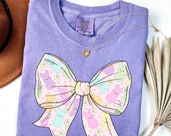 Comfort Colors®,  Coquette Easter Bow Shirt, Easter Shirt, Trendy Bow Women's Tee, Spring Bow Tee, Cute Spring Shirt, Gift for He