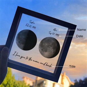Custom Moon, Phases LED Frame Light, Birth Moon Night Light, Gifts for ...