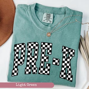 Comfort Colors® Checkered Pre-K Teacher Shirt, Pre-K Squad, Preschool Crew, PreK Teacher Shirt, Pre-K Teacher Shirt,