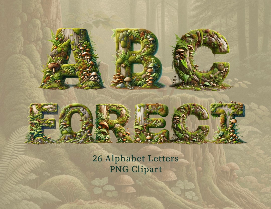 Forest Alphabet Clipart, Alphabet Clipart, Mushrooms Alphabet Clipart ...