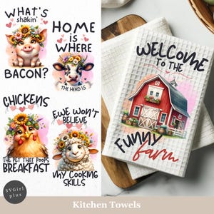 Kitchen Towel Sublimation, Farmhouse Kitchen Towel, Kitchen Designs, Sublimation Kitchen Towel Designs, Farm Kitchen Towel