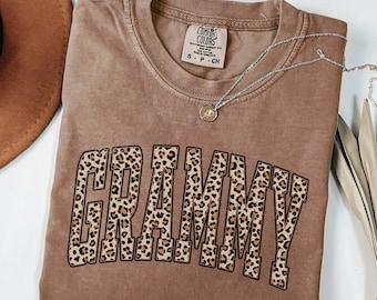 Comfort Colors®, Leopard Grammy Shirt, Grammy Gift, Gift For Grammy, Grandma Mothers Day Shirts, Granny Birthday, Distressed Text