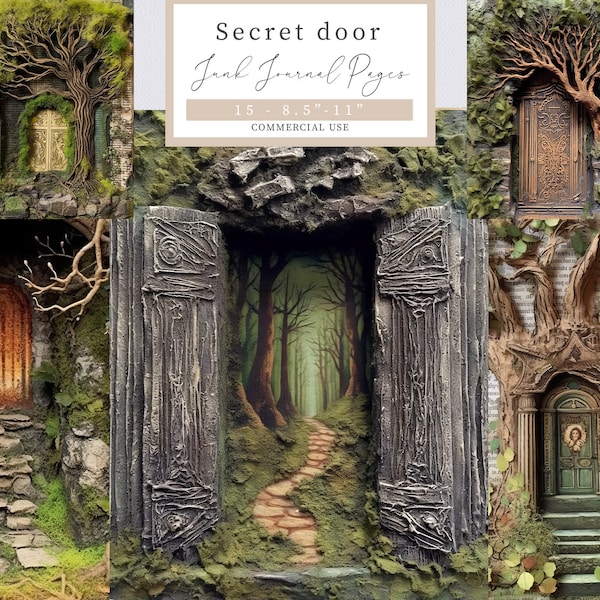 Secret door, Junk journal, Card making, Printable papers for journals,Scrap booking, Paper crafts,