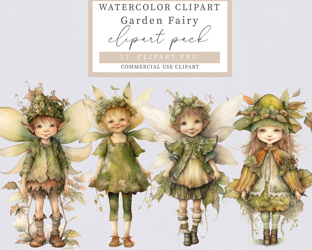 Garden Fairy Clipart, Fairy Clipart, Watercolor Fairy Clipart, Fantasy ...