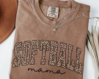 Comfort Colors® Leopard Softball Mama Shirt, Mothers Day Gift For Softball Mom, Gift For Softball Lover Mom Shirt, Softball Season Mom Shirt