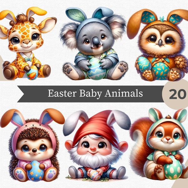 Easter baby animals clipart, Easter clipart, Spring clipart, Watercolor clipart, Easter bundle clipart