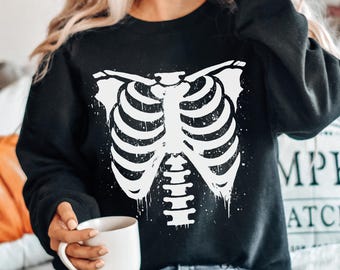 Halloween Sweatshirt, Skeleton Bones  Sweatshirt, Skeleton Sweatshirt, Fall Sweatshirt, Autumn Sweatshirt, Halloween Gift