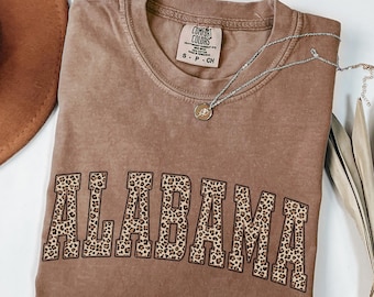 Comfort Colors® Leopard Alabama Shirt, Alabama Shirt, Alabama Sports Fan Gift, Alabama State, University Student Gift, College Shirt,