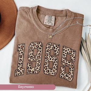 Comfort Colors® Leopard 60th Birthday Shirt, 1965 Shirt, Leopard 1965 Shirt, 1965 Birth Year Shirt, 60th Birthday Gift For Mom