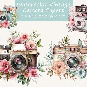 Watercolor vintage camera clipart, Vintage clipart, Camera Clipart, Camera png, Watercolor clipart