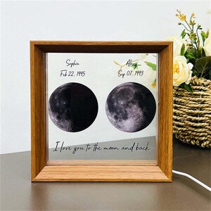 Custom Moon, Phases LED Frame Light, Birth Moon Night Light, Gifts for ...