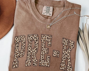 Comfort Colors® Leopard Pre-K Teacher Shirt, Pre-K Squad, Preschool Crew, PreK Teacher Shirt,  Pre-K Teacher Shirt,