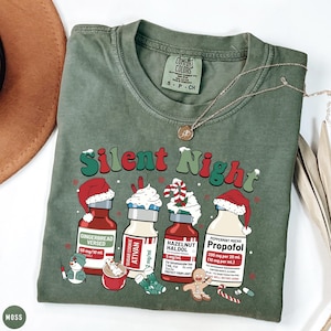 Comfort Colors® Silent Night Nurse Christmas Shirt, Christmas ICU Nurse Shirt, Silent Night ICU Nurse Nurse Shirt, ICU Nurse Shirt,Funny Tee